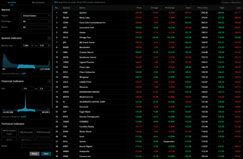 Webull Stock Screener